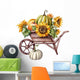 Watercolor Pumpkins Wheelbarrow Sunflowers Wall Decal