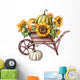 Watercolor Pumpkins Wheelbarrow Sunflowers Wall Decal
