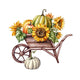 Watercolor Pumpkins Wheelbarrow Sunflowers Wall Decal