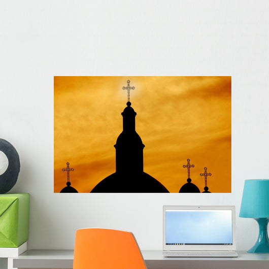 Crosses On Steeples Wall Mural