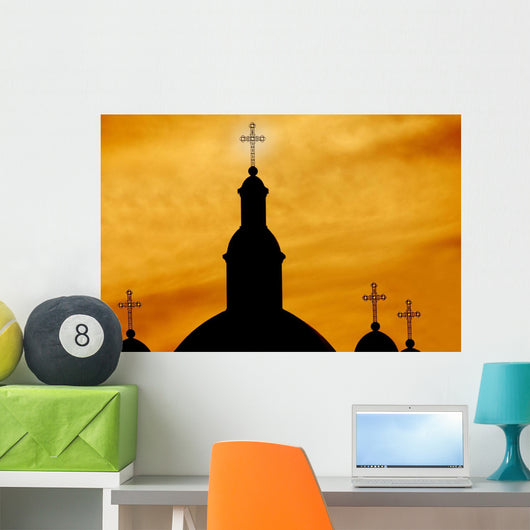 Crosses On Steeples Wall Mural