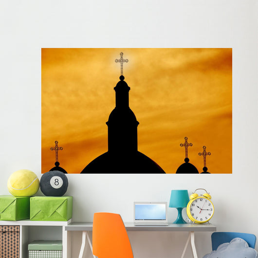 Crosses On Steeples Wall Mural
