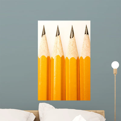 Row Newly Sharpened Pencils Wall Mural shown on a wall