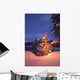 Christmas Tree Outdoors At Night Wall Mural