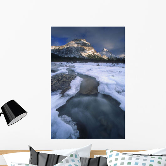 Freezing Mountainous River, Banff, Alberta, Canada Wall Mural