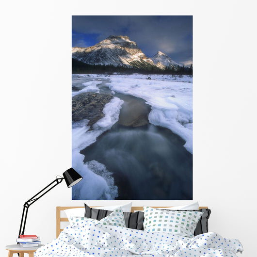 Freezing Mountainous River, Banff, Alberta, Canada Wall Mural