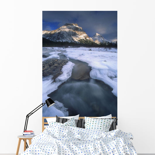 Freezing Mountainous River, Banff, Alberta, Canada Wall Mural