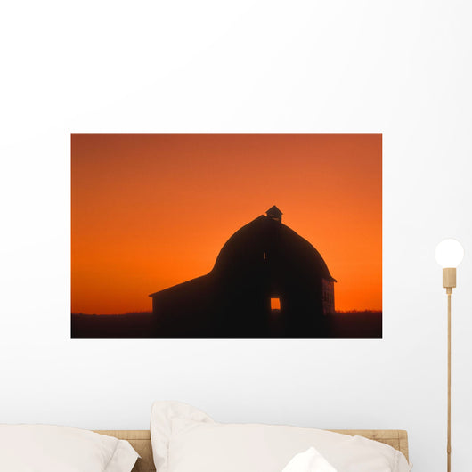 Silhouetted Building Wall Mural