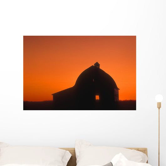 Silhouetted Building Wall Mural