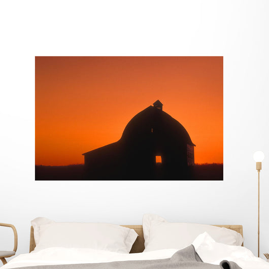 Silhouetted Building Wall Mural