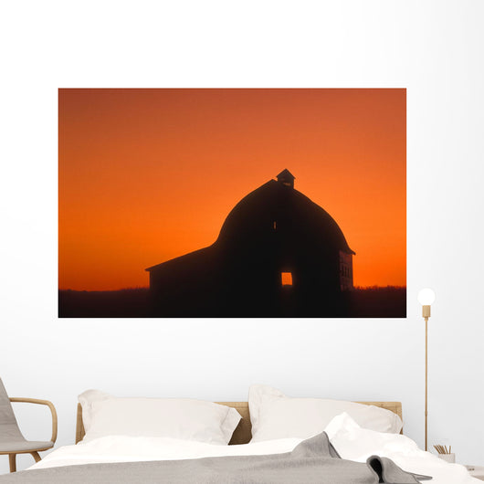 Silhouetted Building Wall Mural