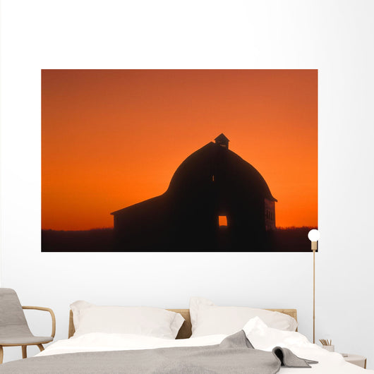 Silhouetted Building Wall Mural