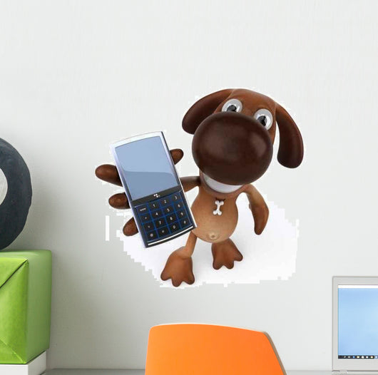 Dog and Cellphone Wall Decal