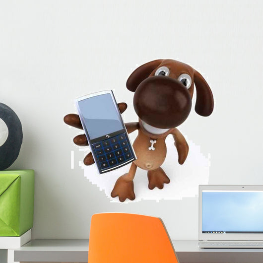 Dog and Cellphone Wall Decal