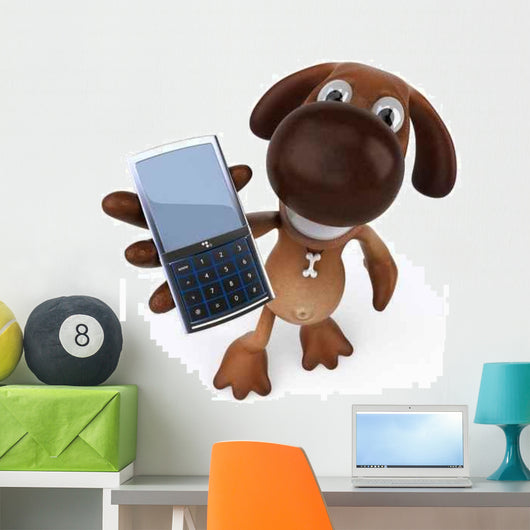 Dog and Cellphone Wall Decal