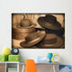 Selection Of Old-Fashioned Hats In Sepia Tones Wall Mural