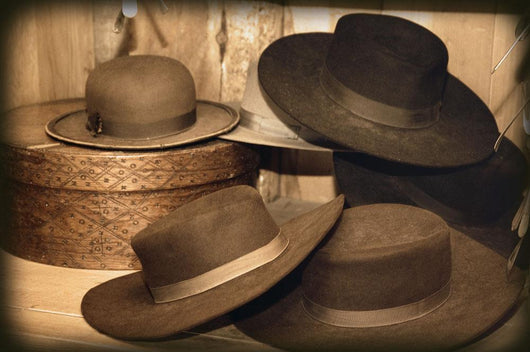Selection Of Old-Fashioned Hats In Sepia Tones Wall Mural