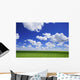 White Clouds In The Sky And Green Meadow Wall Mural