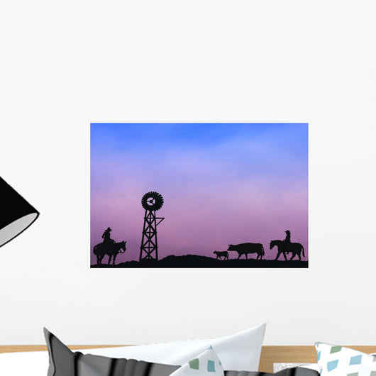End Of The Day At Cattle Round Up Southern Alberta Canada Wall Mural