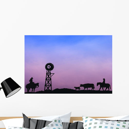 End Of The Day At Cattle Round Up Southern Alberta Canada Wall Mural