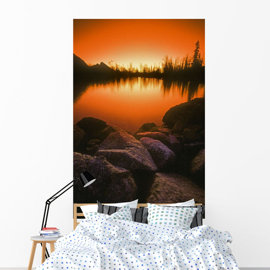 A Pond At Sunset, British Columbia, Canada Wall Mural