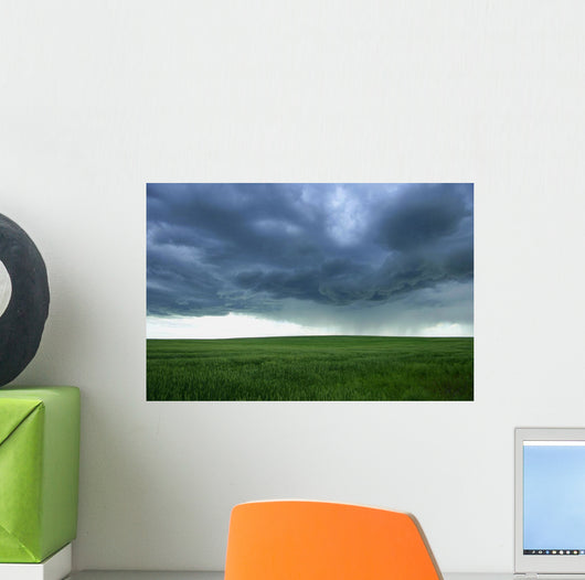 A Cloudy Sky Over A Field, Alberta, Canada Wall Mural