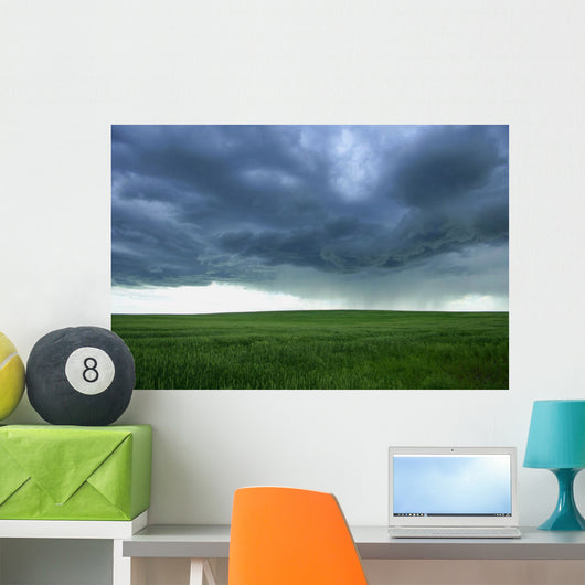 A Cloudy Sky Over A Field, Alberta, Canada Wall Mural