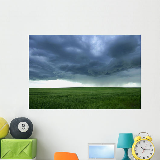 A Cloudy Sky Over A Field, Alberta, Canada Wall Mural