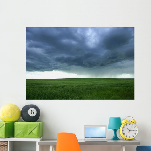 A Cloudy Sky Over A Field, Alberta, Canada Wall Mural