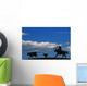 Silhouette Of A Rancher Roping Cattle Wall Mural