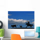 Silhouette Of A Rancher Roping Cattle Wall Mural