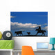 Silhouette Of A Rancher Roping Cattle Wall Mural