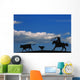 Silhouette Of A Rancher Roping Cattle Wall Mural