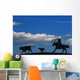 Silhouette Of A Rancher Roping Cattle Wall Mural