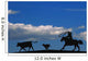 Silhouette Of A Rancher Roping Cattle Wall Mural