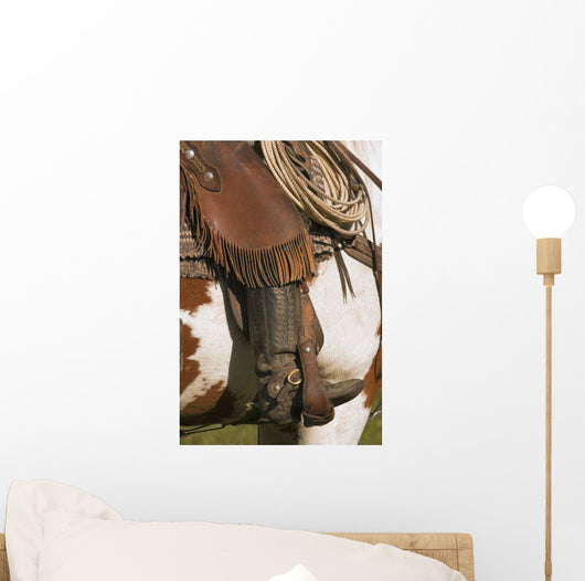 A Close-Up Of A Roper On Horseback Wall Mural