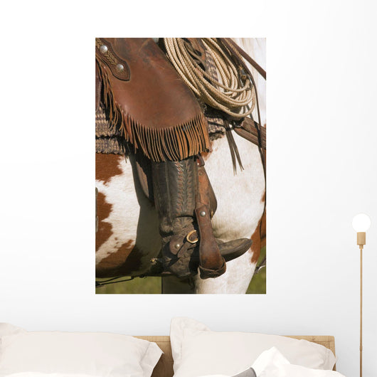 A Close-Up Of A Roper On Horseback Wall Mural