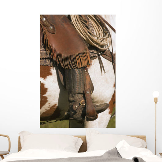 A Close-Up Of A Roper On Horseback Wall Mural