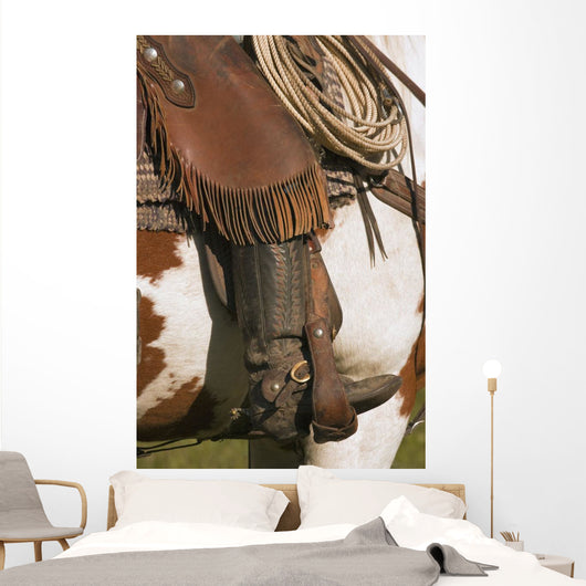 A Close-Up Of A Roper On Horseback Wall Mural
