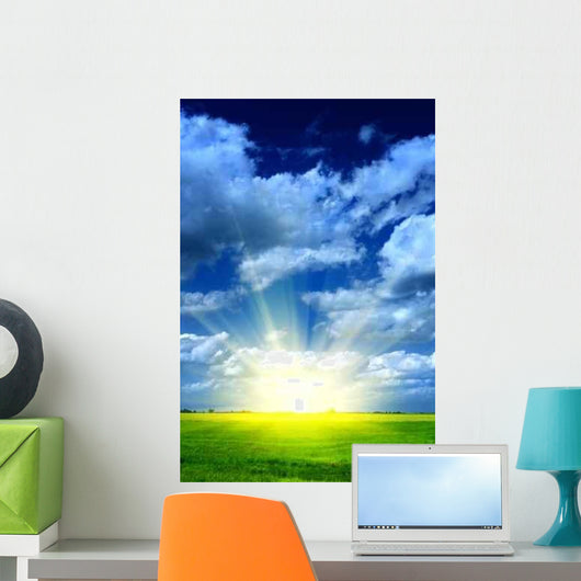 Field Clouds Sky Sunrise Wall Decal