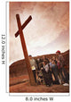 A Small Crowd Gathered At A Wooden Cross Wall Mural