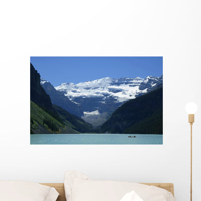 Mountain Range with Lake Wall Mural shown on a wall