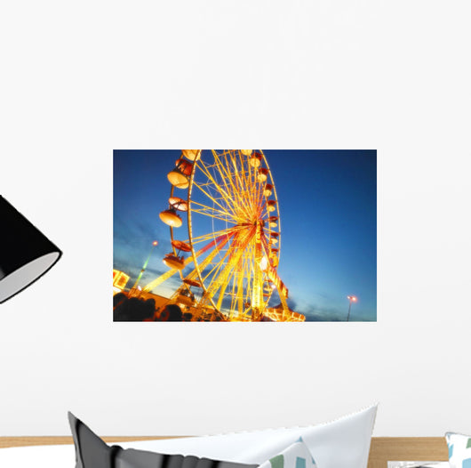 A Ferris Wheel At Night Wall Mural