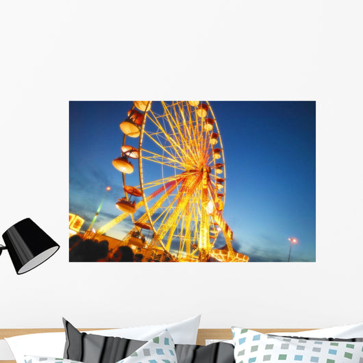 A Ferris Wheel At Night Wall Mural