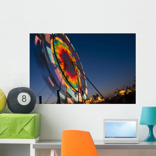 Close Up Of A Ferris Wheel At Night Wall Mural