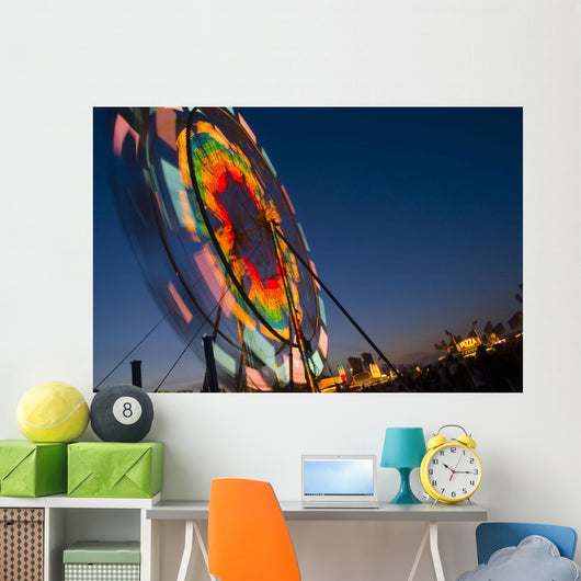 Close Up Of A Ferris Wheel At Night Wall Mural