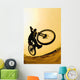 Silhouette Of A Cyclist Against A Yellow Sky Wall Mural