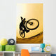Silhouette Of A Cyclist Against A Yellow Sky Wall Mural
