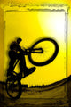 3D Image Of Silhouette Of Cyclist Wall Mural