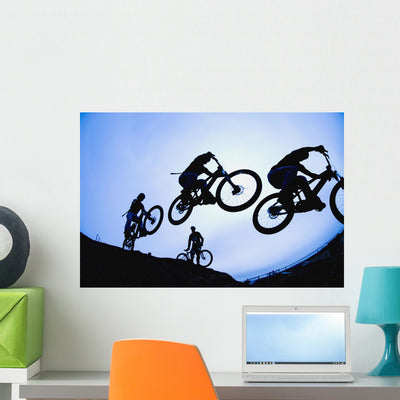 Stunt Cyclists Alberta Canada Wall Mural shown on a wall